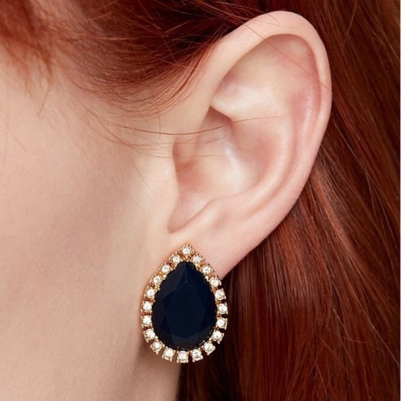 Kate Spade KS Pave Teardrop Navy Balloon Earrings - Picture 3 of 8